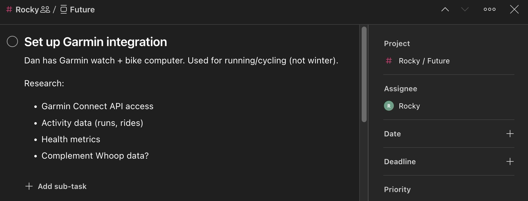 Rocky tasks in Todoist